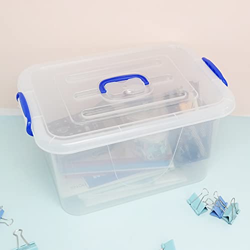 Asking-12-L-Clear-Plastic-Storage-Box-with-Handle-4-Pack