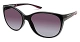 Harley‑Davidson Women’s Wayfarer Sunglasses – Round Black Frame with Smoke Gray Lenses & Pink Rhinestone Temple, 100% UV Protection