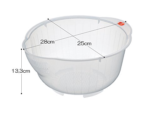 Image of Japanese Rice Washing Bowl with Side and Bottom Drainers, Made in Japan