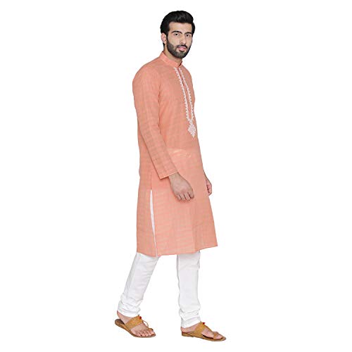 Image of Manyavar Plain Self Textured Kurta Set for Men