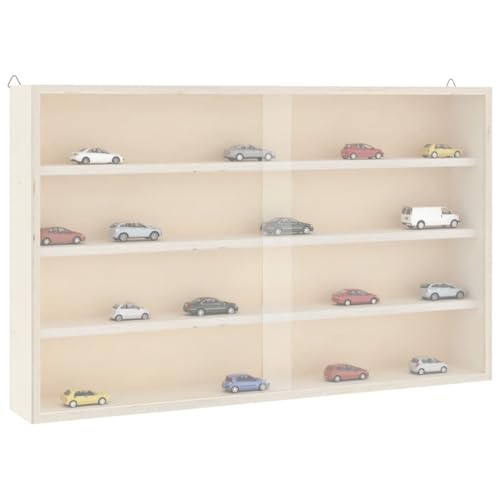 Vitrine murale pour modèles de voitures et figurines en bois