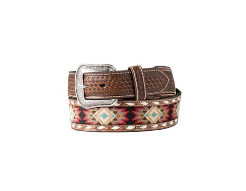 3D Western Belt Mens Southwest Sunburst Billets Inlay Brown D100017202