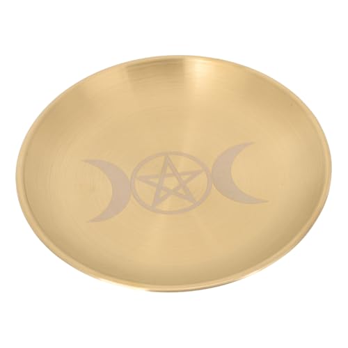 ZUNOXAZ Placa Luna Trifásica para Altar Bandeja Pentagrama De Metal Plato para Velas Decorativo Bandeja para Velas De Ceremonia para Candelabro De Tarot