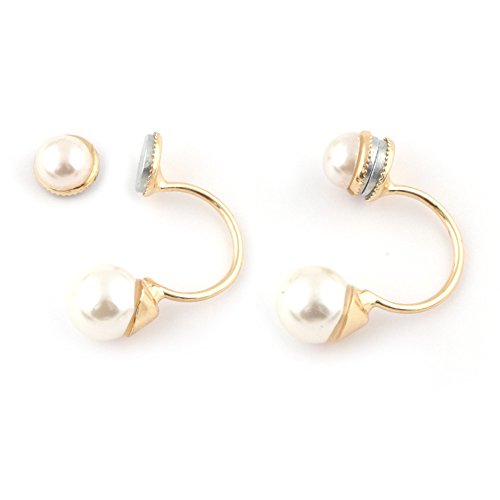 Idin Jewellery - Weiße Imitat Perlen Doppelseitige Magnetische Ohrringe