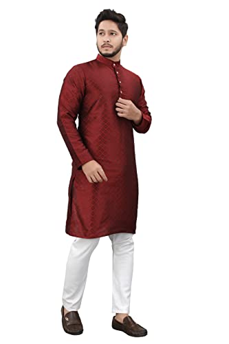 Image of More & More Men's Jacquard Cottan Blend Kurta