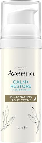 AVEENO Face CALM+RESTORE Re-Hydrating Night Cream (1 x 50ml) Fragrance-Free Face Care Intensely Nourishes and Moisturises with Shea Butter Prebiotic Oat and Calming Feverfew For Sensitive Skin
