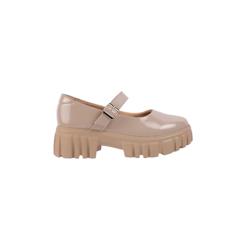 Image of Mochi Women Synthetic Platform Block Heel Mary Jane Shoes