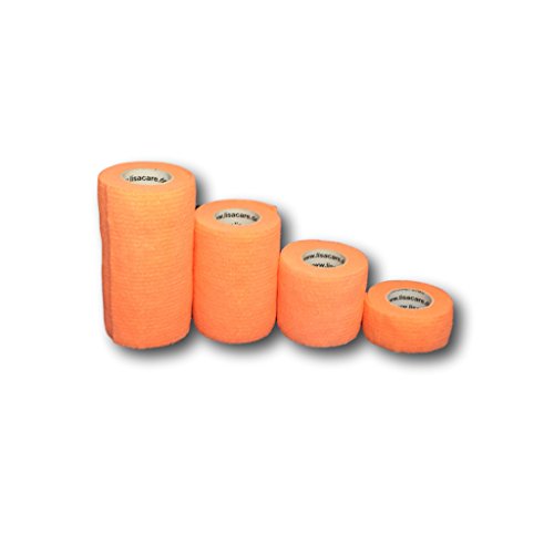 LisaCare NEON Plaster | Cohesive Bandage | Sports Association | Fixation Bandage | self-Adhesive elastically Stretchable | Set of 4-2.5-10cm Wide x 4.5m | Color Selection (neon Orange)