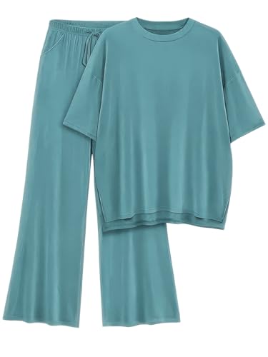 Image of TYSORT Women Casual Summer co ords Set Track Suit Oversized Top Baggy Pant,Top and Pajama Set