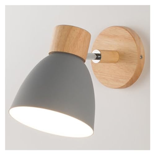 Applique en bois avec interrupteur pour gagner de la place, lampe murale grise moderne E27