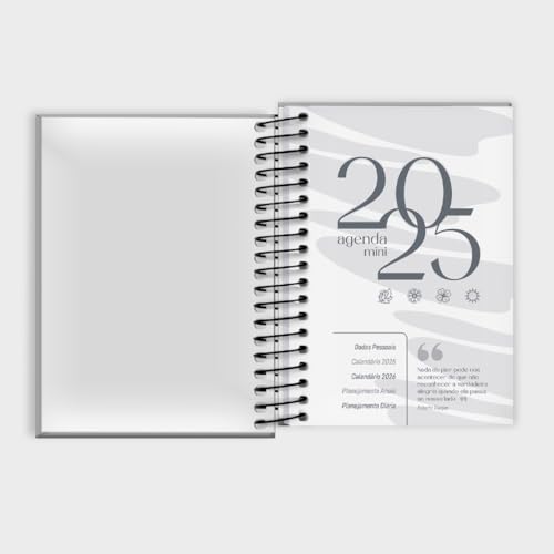 Agenda Mini 2025 Capa Dura Floral Sakura Rosa Claro