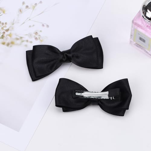 Pinzas para cabello niños lazo grosgrain 3.5 pulg negro miniatura 6