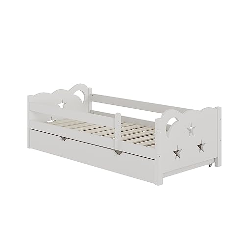 VitaliSpa Lit pour Enfant Jessica, Blanc, 80x160 cm avec tiroir, sans Matelas, Extensible en lit d’appoint pour Jeunes, combinable avec la série Jessica