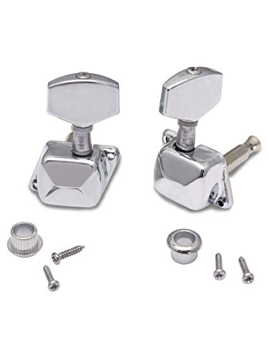 Metallor Semiclosed String Tuning Pegs Machine Heads Tuners 3L 3R Electric Acoustic Guitar Parts Replacement Set Of 6Pcs Chrome. (3L+3R) #TOP5