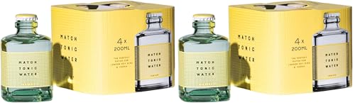 Match Tonic Indian, Acqua Tonica, 4 bottiglie da 200ml, per Gin Tonic London Dry Premium, Note Secche con Aromi di Citronella, Limone e Pompelmo, Basso Contenuto di Zucchero, Materiale 100% Riciclato