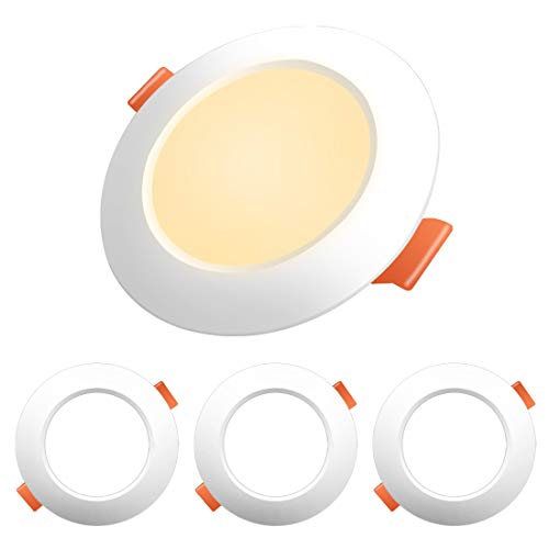 Jayool Plafonniers encastrés LED, Plafond Downlights Rond 8W Lampes de Montage,Couper Φ65-45MM 800lm Blanc Froid,5700K, (Lot de 4) Cover