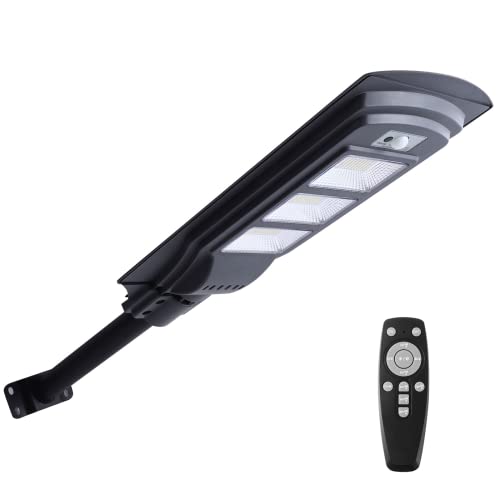 80% Off Discount Solar Street Light, Outdoor Dusk to Dawn 100W Equivalent,ILLSTAR LED Street Lights Solar Powered with Remote Control, Security Area Light with Motion Sensor for Parking Lot,Backyard,Pathway etc