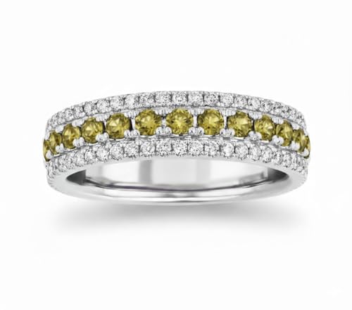 JewelryGift Choose Your Color Gemstone Eternity Band Ring 925 Sterling-Silver Chakra Healing Birthstone Solitaire Engagement Rings Gift for Wedding or Anniversary Womens and Girls Size US 4 to 13, Gemstone, natural-citrine