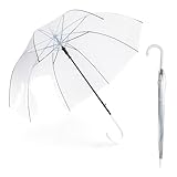 SHANN Paragua Largo Clasico Grande Automatico Resistente al Viente, Impermeable, Mango Curvo, Grande y Elegante para Hombre y Mujer