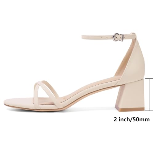 Image of Mostrin Chunky Heels for Women Round Open Toe Strappy Heeled Sandals Ankle Strap Dressy Block Low Heels for Party Wedding Prom Daily