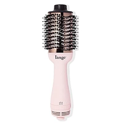 L'ANGE HAIR Le Volume 2-in-1 Titanium Blow Dryer Brush | Frizz Control Blowout Hair Dryer Brush For Drying And Straightening | Volumizing Hot Air Styler For All Hairstyles | Oval Barrel | Blush - 75mm