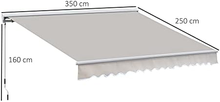 Outsunny 3 x 2.5m Electric Garden Door Awning Half Cassette Outdoor Retractable Canopy Patio Shelter w/ Remote Controller Cream White