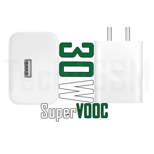Image of AuviPal Original 30W to 33W Charger Compatible with Oppo A3X 5G, A16, A54 (Only Adapter),White