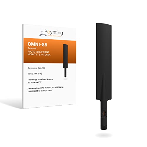 Poynting OMNI-85 Wideband Router/Hot Spot/Signal Booster Antenna/5G/4G/LTE Omni Whip Antenna | 617-3800 MHz | 3.5 dBi Gain