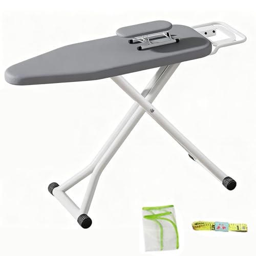 HHeight-Adjustable Ironing Board, Folding Ironing Board with Safety Iron Rest, Comes with Sleeve Rack Tape Measure Heat Insulation Pad