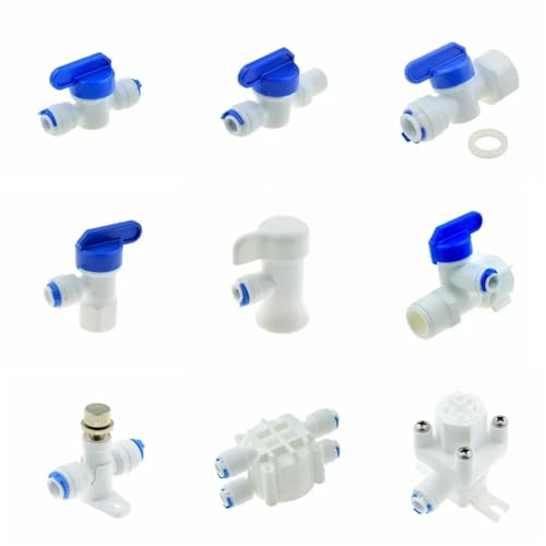 Válvula de bola RO para agua con conector rápido de manguera OD de 1/4 y rosca hembra 1/2