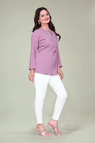 Image of Women's Tunics - Stylish & Comfortable Kurti for Women | Elegant 3 /4 Sleeve Designer Tunic Tops for Women | Indian Ethnic Short Kurti for Casual, Festive