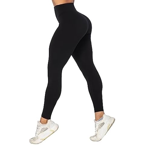 Sunzel Nunaked Workout Leggings for Women, Tummy Control Compression Workout Gym Yoga Pants, High Waist & No Front Seam Black Small 28" Cover
