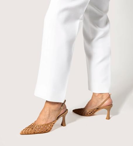 Women's Woven Slingback Heels Pointed Toe Pumps 3.5 in2