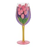 Enesco Lolita Designs Happy Mother's Day Wrapped Up Hand-Painted Artisan Wine Glass, 15 Ounce, Multicolor