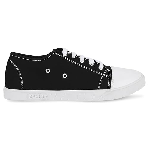 Image of Lightweight Breathable Sneakers for Men - All-Day ComfortTennis Canvas Black