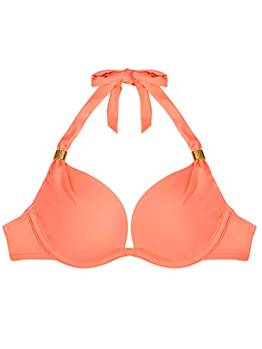 Smart & Sexy Womens Swim Secret Mega Push-Up Halter Bikini Top Bras, Peach Luster, 32B Us #TOP4