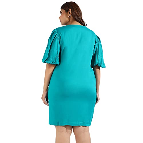 Image of Instafab Plus Women's Multicolour Printed Midi Length Short Sleeve Regular Fit Wrap Dress for Casual Wear | Modern Clothing Dress Crafted with Comfort Fit for Everyday Wear, 3XL