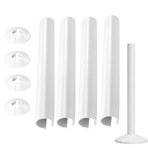 4 Pcs 15 x 200 MM Radiator Pipe Covers White with Collars Radiator Pipe Covers White Decorative Heating System Solutions Pipe Covers for Home Improvement