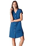 Fondo stondato Lovable Jersey Donna Camicia da Notte Manica Corta in Cotone Elasticizzato, Blu (Oltremare), S