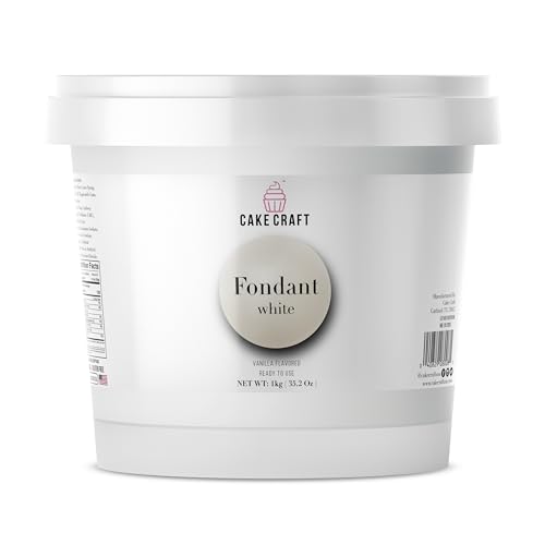 Cake Craft Rolled Fondant – Easy to Use, Vanilla Flavor, Nut-Free, Gluten-Free, Vegan – Perfect for Decorating Cakes, Cupcakes, and Cookies – 2.2 lb White