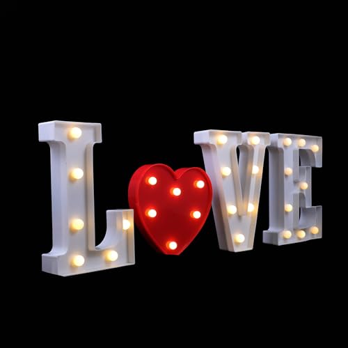 BESPORTBLE Lumières LED de Lettre Love Décoration Lumineuse Romantique Saint-Valentin Éclairage Doux pour Chambre et Salon Lampe Décorative Festive sans...