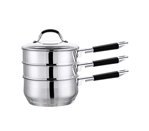 CONCORD 3 Quart Premium Double Boiler - Stainless Steel Multi Pot Steamer Cookware