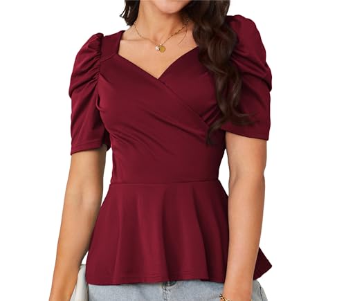 Frauen V-Ausschnitt A-Linie Bluse Chiffon Leichtes Oberteil Sommer Dating...