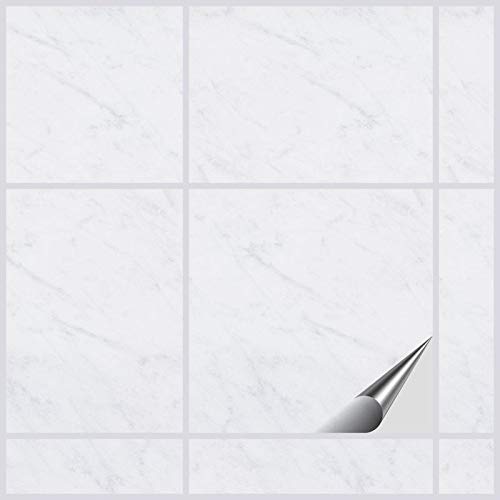 FoLIESEN - Adhesivo para azulejos, 15 x 15 cm, personalizable, pvc, Dekor White Marble, 120 unidades