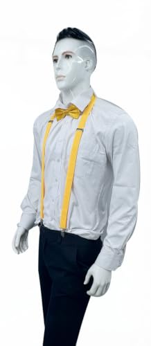 Image of Men's Suspenders Bowtie Set Elastic Y Shape Style Women's Suspenders Bowtie For Wedding&Formal Events