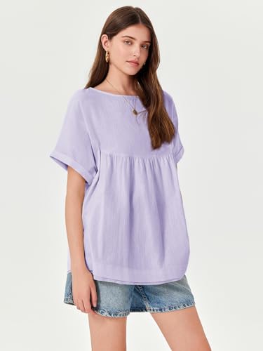Image of Tankaneo Womens Summer Babydoll Tops Casual Loose Fit Peplum Oversized Tunic Shirts