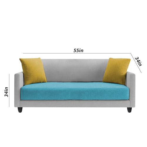 Image of Casaliving Dominic 3 + 2 Seater Sofa Set for Living Room (Turquise Grey) Premium Fabric Sofa
