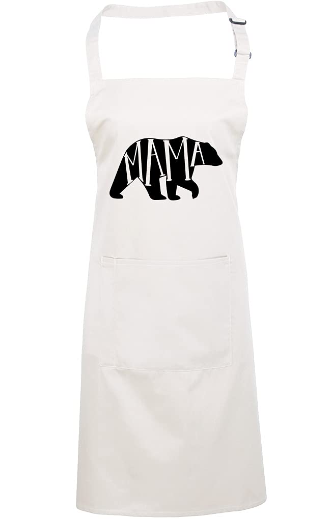 HotScamp Mama Bear - Apron - Chef Cook Baker - Mothers Day Mum Mama Mummy One size white