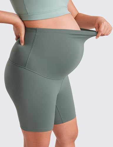 Image of CRZ YOGA Maternity Biker Shorts 6 inch | Butterluxe, Extremely Soft, Gentle Compression, Yoga, Super High Rise, U-shaped Belly, Pregnancy and Postpartum
