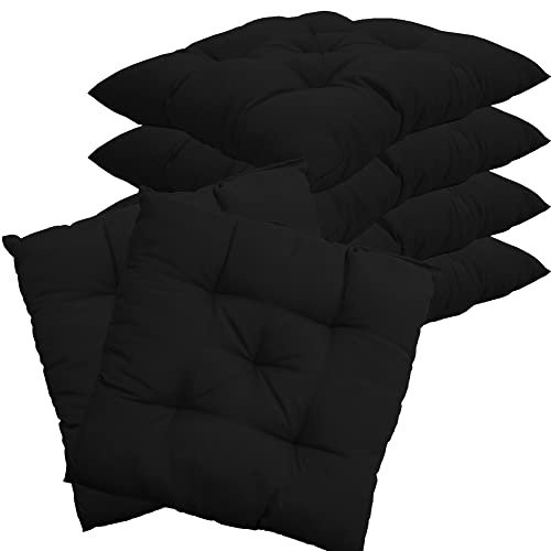 NYVI Stuhlkissen 38x38 cm ComfySeat Schwarz 6er Set - Sitzkissen mit 6 cm Comfort Sitzpolster - Indoor & Outdoor - Gartenstuhlkissen aus Baumwoll-Mischgewebe - ÖkoTex 100